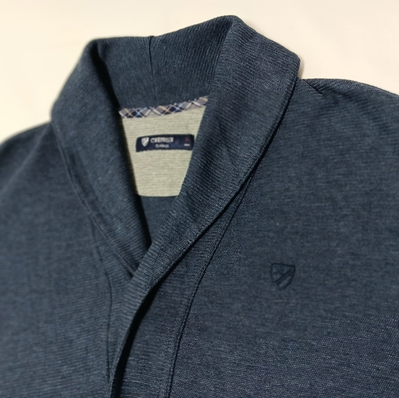 Cremieux Men's Collared Cardigan  Faux Leather elbow pads .size L - Picture 8 of 9